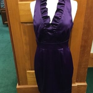 Just...Taylor Deep Purple Ruffled Mini Dress